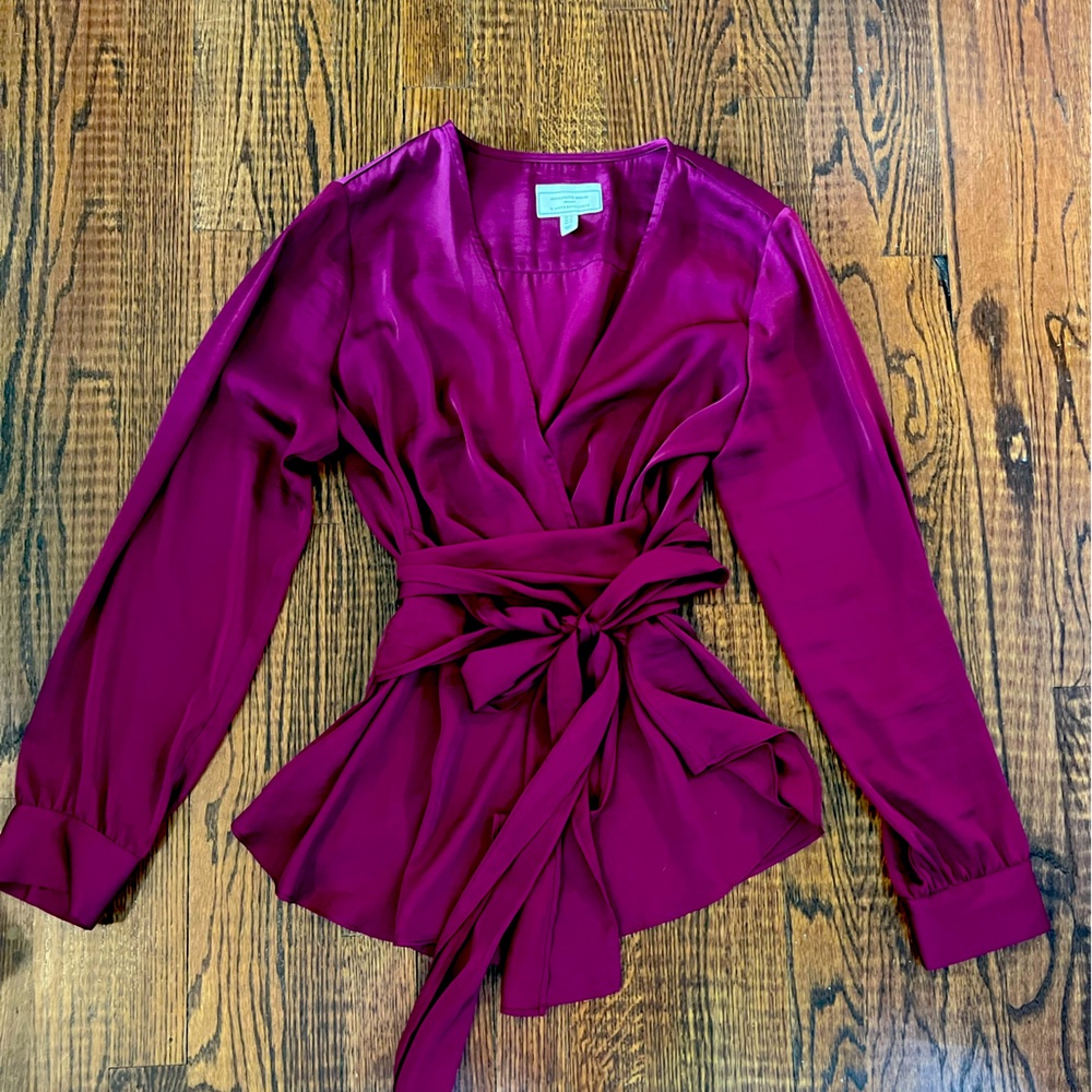Anthropologie Pink wrap top